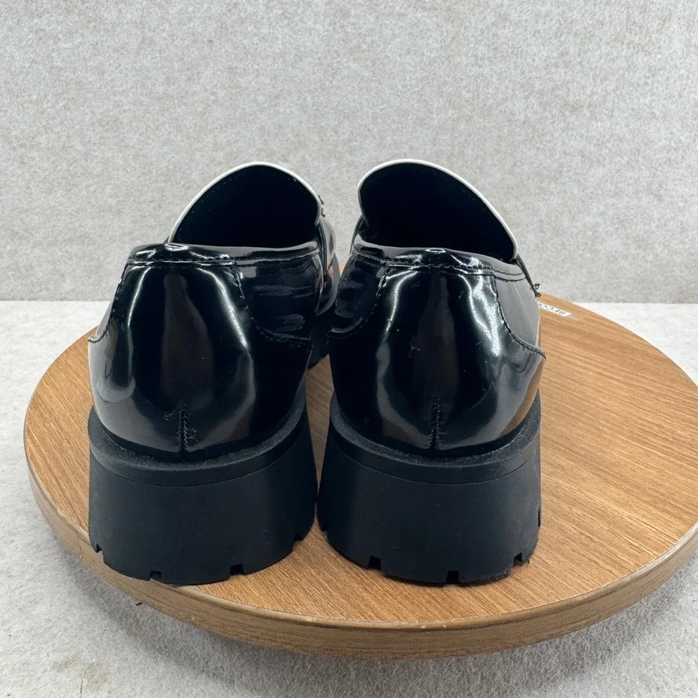 Nine West Garry Platform Loafers 7.5 Black White Tassel Lug Sole Academia Preppy - Picture 4 of 10